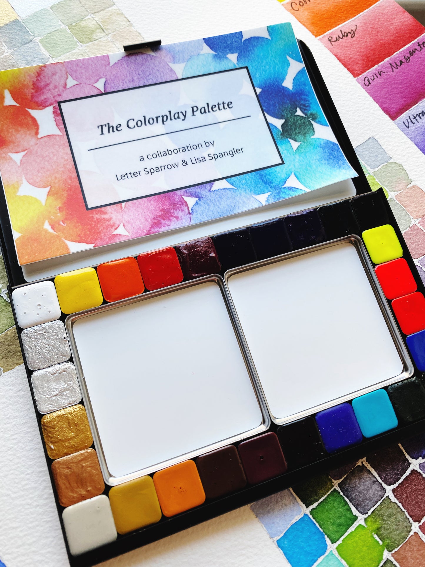 The ColorPlay Palette — Collaboration with Lisa Spangler (@sideoats) - Folio Palette mini pans with XL mixing pans