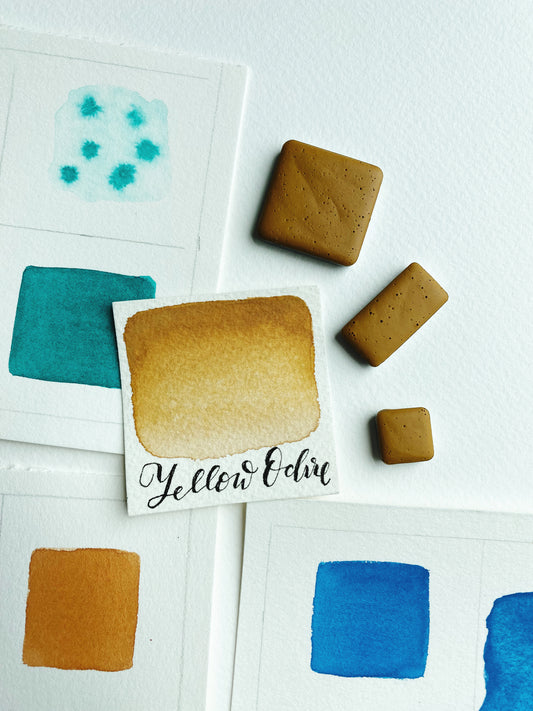 Yellow Ochre – Nontoxic Handmade Watercolor Paint in Stainless Steel Pan | PY43 | Lightfast & Opaque