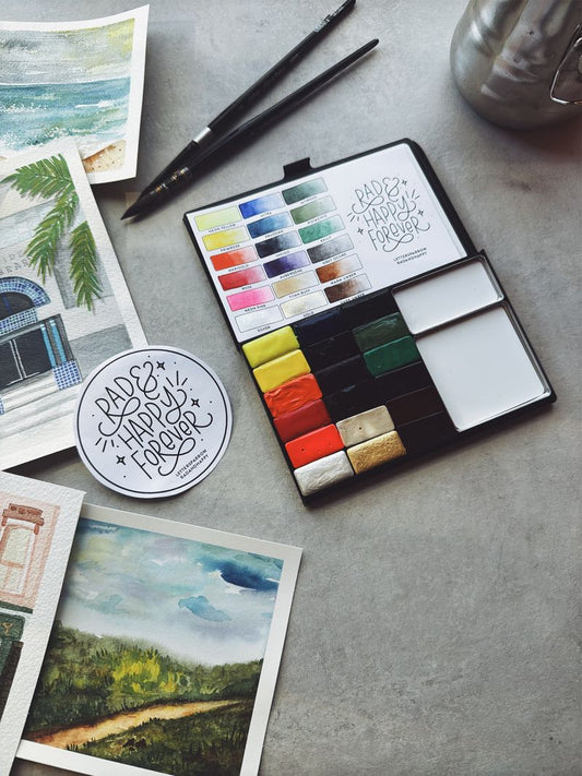 Rad & Happy Forever — Collaboration with Tara (@radandhappy) - Folio Palette, Standard Pans with Large & XL Mixing Pans